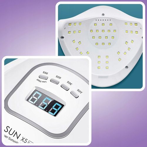 LAMPA UV DO PAZNOKCI LED 80W DO HYBRYD ŻELI MOCNA SUN X5 MAX BIAŁA LCD na Arena.pl
