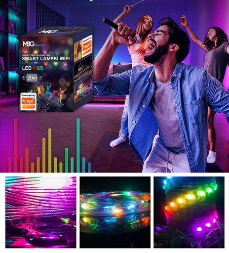 Lampki Choinkowe LED WIFI Świąteczne SMART taśma TUYA 20m 200szt MULTIKOLOR na Arena.pl