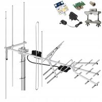 Antena TV UHF VHF Tri Digit Combo H/V DVB-T2 LNA-169 38dBi MUX-8 Dipol