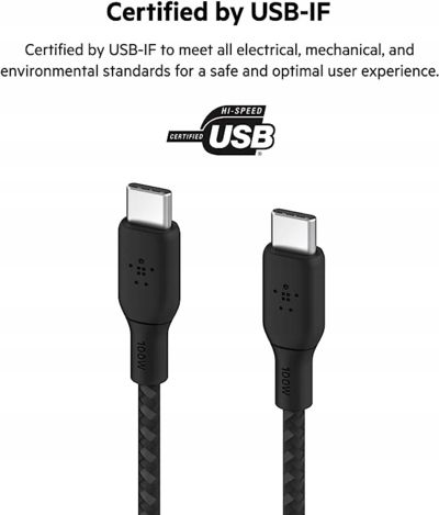 Belkin - Kabel Boost - USB-C do USB-C PD, 5A 100W, z oplotem nylonowym, 3 m na Arena.pl