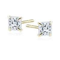 DELIKATNE POZŁACANE SREBRNE KOLCZYKI WKRĘTKI KWADRAT 3MM BIAŁE CYRKONIE