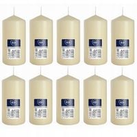 ZESTAW 10 ŚWIEC STOŁOWYCH WALEC KLASYCZNA ŚWIECZKA 12cm 38h ECRU