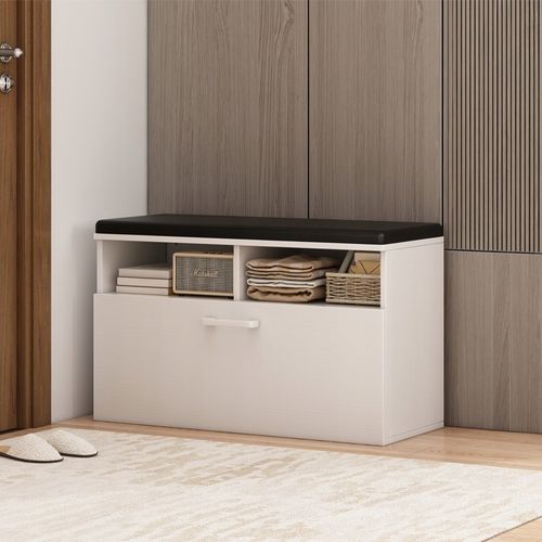 Szafka na buty biała ze schowkiem otwierana na Arena.pl