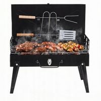 Grill Ogrodowy Turystyczny Składany Przenośny Walizka Kemping + Sztućce