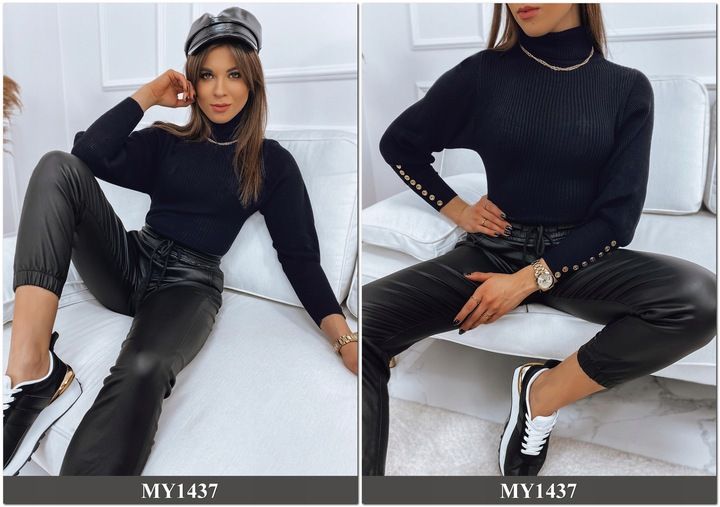 PRĄŻKOWANY SWETER DAMSKI GOLF KOLORY ox124 UNI zdjęcie 5