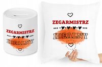 Dla Zegarmistrza Zestaw Poduszka + Skarbonka Z Nadrukiem Ze Zdjęciem