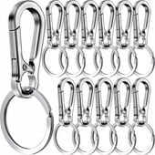 Brelok, breloczek, kółko pierścień do kluczy płaski z karabińczykiem