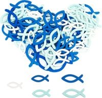 Drewniane Rybki Dekoracyjne na Chrzest Komunię Niebieskie Białe 126 Sztuk