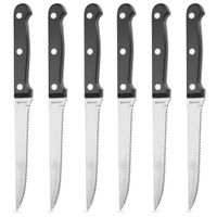 6x Noże z Ząbkami do Steków Burgerów Mięsa Grilla Stalowe Zestaw Noży