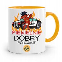 Kubek Żólty Dla Piekielnie Dobrego Policjanta Z Nadrukiem Ze Zdjęciem