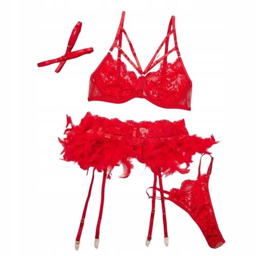 Strój Erotyczny biustonosz PUSHUP pas do pończoch SEKSI Strój Seksowny na Arena.pl