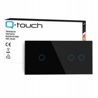 PANEL SZKLANY DOTYKOWY WŁĄCZNIK ŚWIATŁA POTRÓJNY CZARNY 1+2 2 MODUŁY