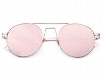 LENONKI Okulary DAMSKIE Okrągłe Różowe LUSTRZANKI PRZECIWSŁONECZNE