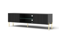 Szafka RTV Ryflowana Mała 2- Drzwiowa 2D 135 cm Czarna SALTO KM