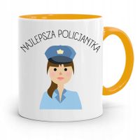 Kubek Żólty Dla Najlepszego Policjanta Policjantki Z Nadrukiem Ze Zdjęciem