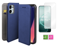 Etui z klapką do OPPO A6 PRO 5G obudowa portfel niebieski case + szkło 9H