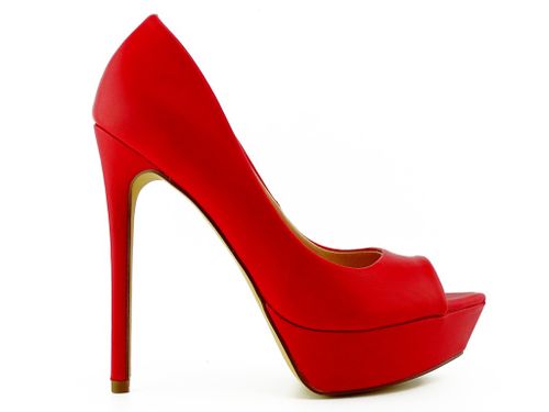 Czerwone matowe szpilki na platformie ekoskóra 36 na Arena.pl