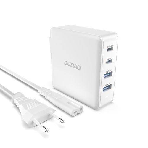 Szybka i mocna ładowarka sieciowa GaN 2x USB-C 2x USB 100W biała na Arena.pl