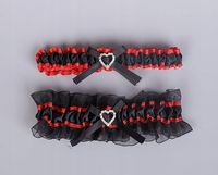 Elastyczna koronkowa podwiązka ślubna czarno czerwona dla kobiet 2 szt