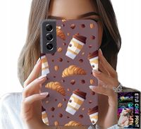 ETUI DO SAMSUNG GALAXY S21 FE - CASE Z KAWĄ ROGALIKAMI I ZIARNAMI W TLE