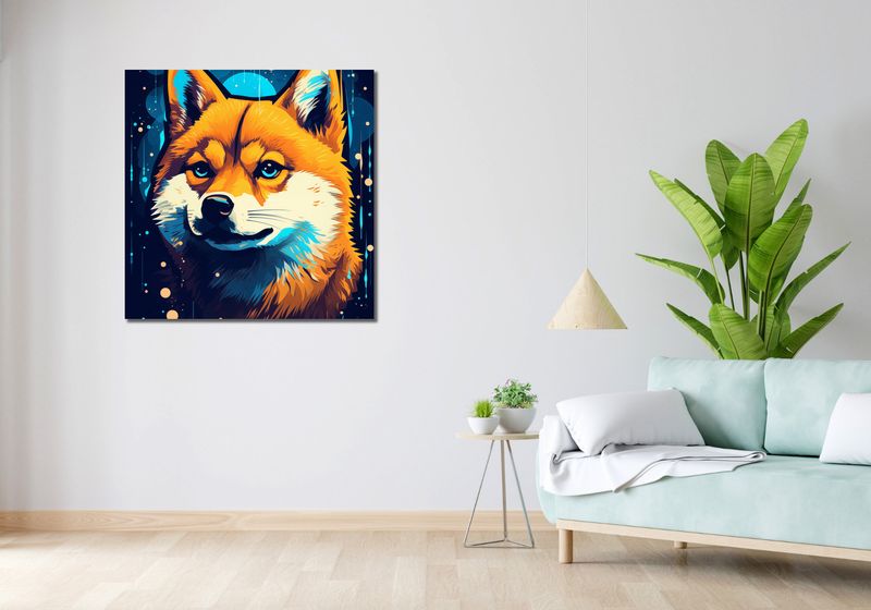 Obraz 90x90cm Lisek w Kosmosie zdjęcie 2