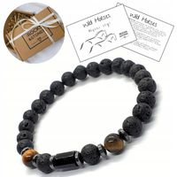 BRANSOLETKA MĘSKA Kamień Wulkaniczny, Turmalin, Tygrysie oko - pudełko