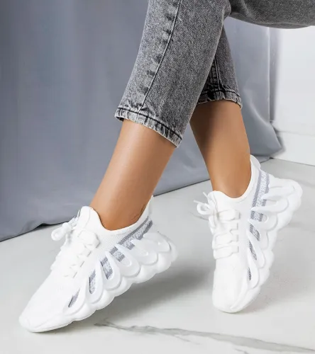 Białe sneakersy na modnej podeszwie Beth 39 na Arena.pl