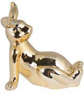 Królik leżący ceramiczny złoty duży