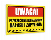 Tabliczka znak informacyjny 40x30 PRZEKROCZENIE NORMATYWÓW HAŁASU ZAPYLENIA