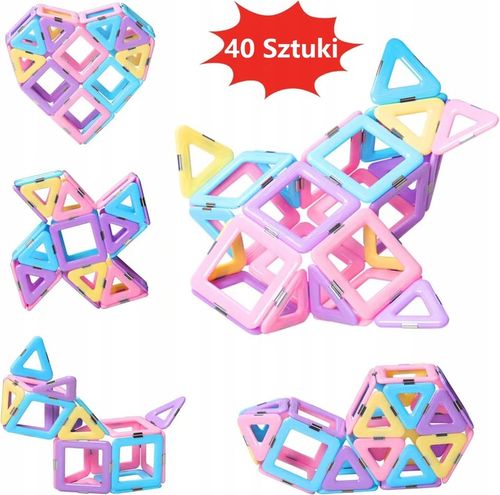 MAGNETYCZNE KLOCKI KONSTRUKCYJNE, 40 KLOCKÓW MAGNETYCZNYCH DLA DZIECI na Arena.pl