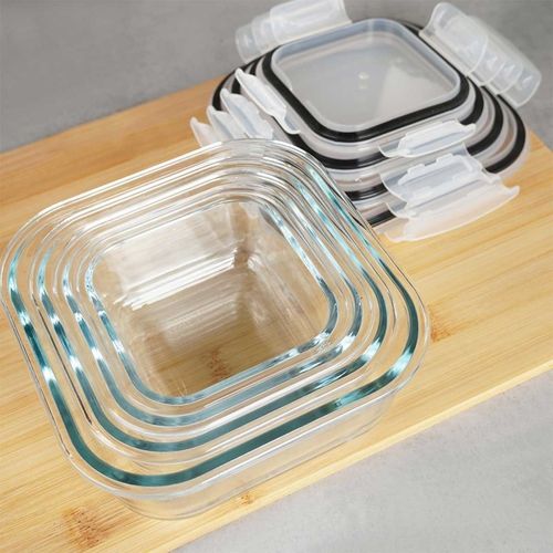 zestaw 4 szklanych pojemników na żywność z pokrywami i uszczelkami 229236 na Arena.pl