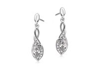 RODOWANE SREBRNE PODŁUŻNE KOLCZYKI BIAŁE CYRKONIE