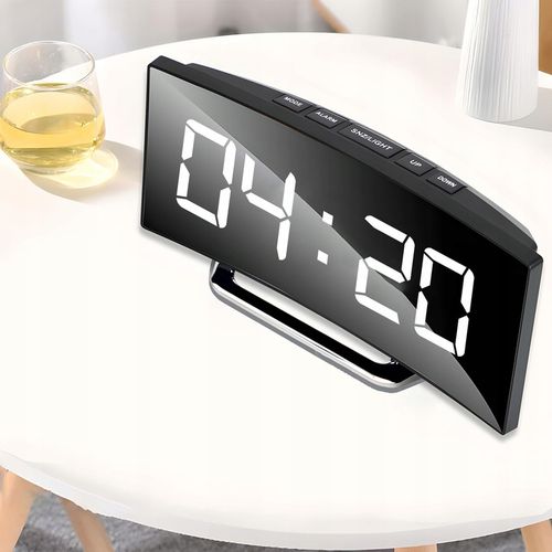 ZEGAR ELEKTRONICZNY BUDZIK LUSTRO STOJĄCY WYŚWIETLACZ LED TERMOMETR na Arena.pl