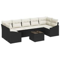 Zestaw Sof na Ogród 8 pcs Czarny i kremowy 55 x 55 x 37 cm