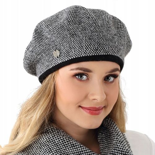 Beret damski CARMELITA Brąz/beż pepitka na Arena.pl