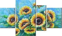 120CM 70 OBRAZ 4 ELEM SŁONECZNIKI NIEBIESKIM ŚCIENNY