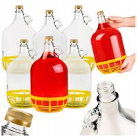 6X GĄSIOR 5l BALON DAMA SZKLANA BUTELKA NA WINO NALEWKI SOKI + ZAKRĘTKA