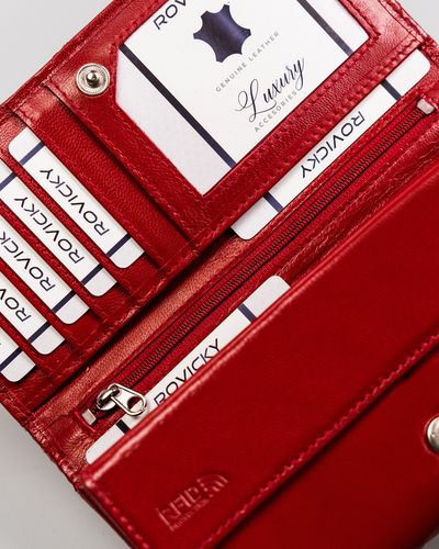 skórzany portfel damski w orientacji poziomej na zatrzask - rovicky na Arena.pl