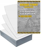 Ulotki A4 USŁUGI KOPARKĄ WYWROTKĄ 3,5t 100 szt reklamowe + PROJEKT GRATIS