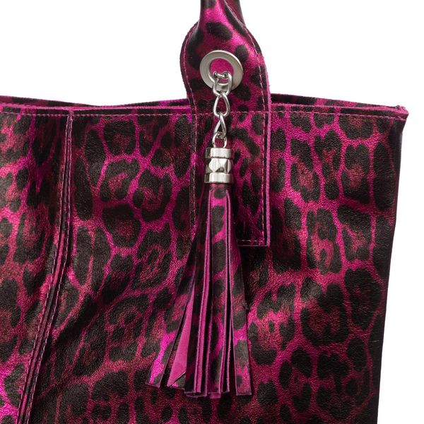 VERA PELLE torebka damska skórzana shopper w panterkę V515 camel zdjęcie 6