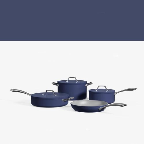 Ceramiczny zestaw garnków i patelni CIARRA CBCWSM7 4 elementy niebieski na Arena.pl