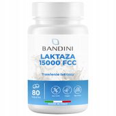 Bandini Lactase Dose 15,000 FCC pomaga w nietolerancji laktozy 80 tabletek