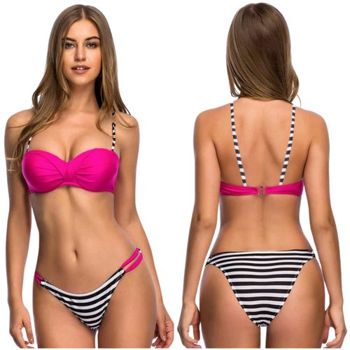 Strój kąpielowy damski dwuczęściowy usztywniany różowy komplet góra dół M na Arena.pl