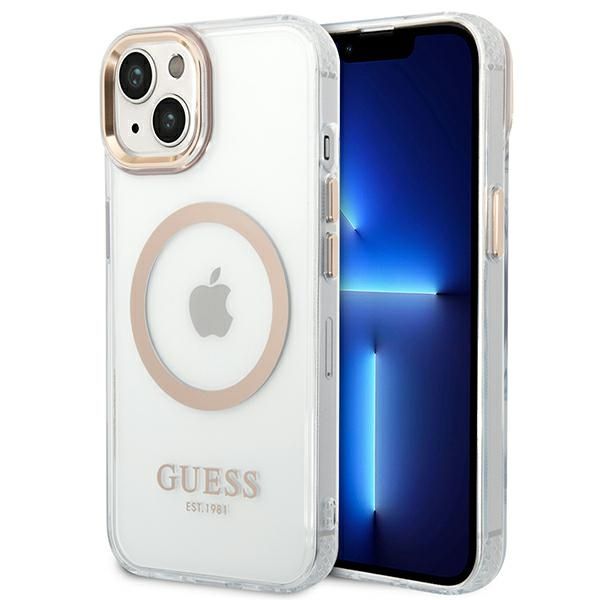 Etui Guess do iPhone 15 Plus, iPhone 14 Plus, Złoty, MagSafe zdjęcie 1