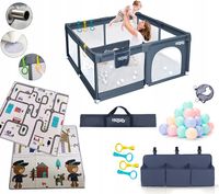 KOJEC DLA DZIECI PREMIUM 120x120 MATA PIANKOWA KOSZ KULKI ORGANIZER