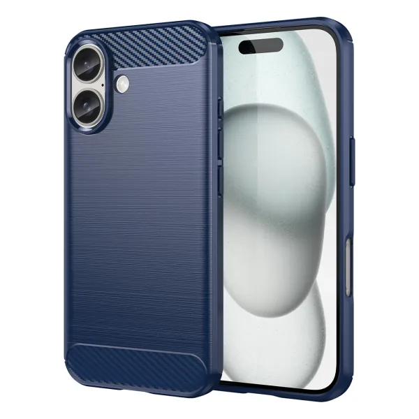 Etui silikonowe Carbon Case do iPhone 16 - niebieskie zdjęcie 1