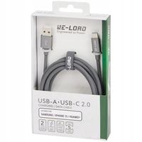 Kabel USB-A -USB-C Re-load 2m w oplocie BIAŁY