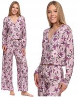 Piżama Damska z Długim Rękawem i Szerokimi Spodniami Rozpinana MORAJ - S