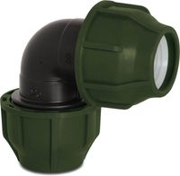 Kolano 90° PP 25 mm zacisk 10bar czarno-zielony