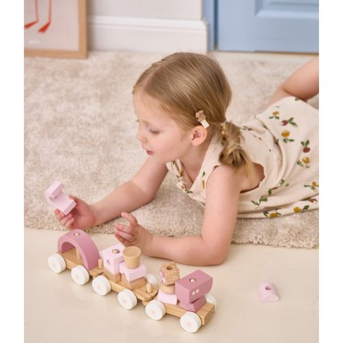 VIGA PolarB Różowa Kolejka Pociąg z Wagonikami Klocki na Arena.pl